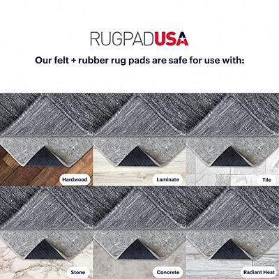 RugPadUSA - Dual Surface - 9'x12' - 1/10 Thick - Felt and Rubber - Low Profile Non-Slip Rug Pad - Made in The USA