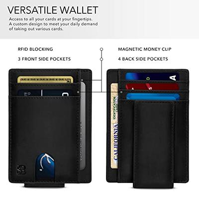 Serman Brands RFID Blocking Bifold Slim Genuine Leather Minimalist Front Pocket Wallets for Men Money Clip