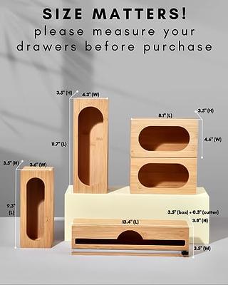 SpaceAid Bag Storage Organizer for Kitchen Drawer, Bamboo Organizer, Compatible with Gallon, Quart, Sandwich and Snack Variety Size Bag 1 Box 4 Slots