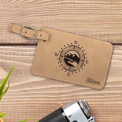 Personalized Luggage Tag - Leather - Brown - Engraved