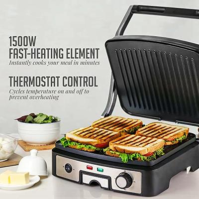 CHEFMAN Chefman Panini Press Grill and Gourmet Sandwich Maker Non-Stick  Coated Plates, Opens 180 Degrees to Fit Any Type or Size of Food