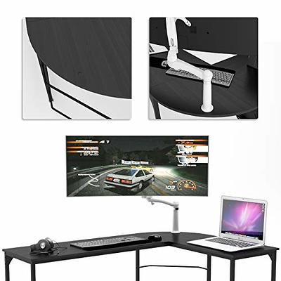 Tbfit L Shaped Desk Corner Desk,95 Inch Reversible Home Office Desk with  Storage Shelves, Large Computer Gaming Desk with Power Outlet, 2 Person  Long Writing Study Table Workstation, Vintage 