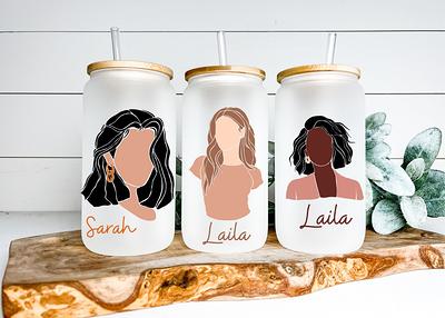 Personalized Glass Can with Name, 16 oz Glass Tumbler with Bamboo Lid and  Straw, Minimalist Design, Birthday Girl Cups