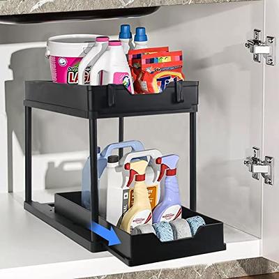 HI NINGER 2 Pack Adjustable Height Under Sink Organizers and Storage, 2Tier  Bathroom Organizer Under Sink,Multifunction Kitchen Under Sink Organizer