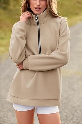 PRETTYGARDEN Women's Causal 1/4 Zip Pullover Long Sleeve Collar Sweatshirts  Solid Activewear Running Jacket(Apricot,Small) - Yahoo Shopping