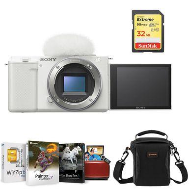 Sony ZV-1 Compact 4K HD Digital Camera, Black Bundle with Shoulder Bag,  32GB SD Card