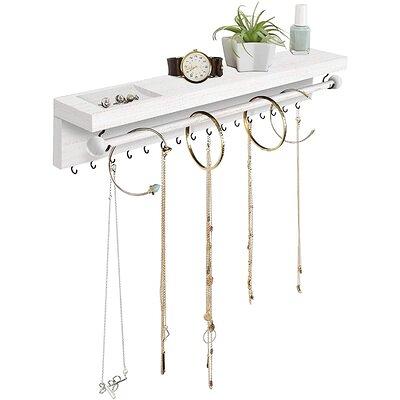 Rustic White Necklace Jewelry Organizer - Wall Mount Jewelry Holder -  Mounted Hanging Jewelry Storage Hooks For Necklace, Earrings, And Rings -  Farmho - Yahoo Shopping