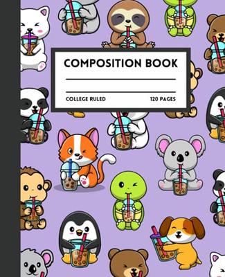 Adorable Kawaii Cat Notebook - Composition Book - Journal: Wide Ruled -  7.5 x 9.25