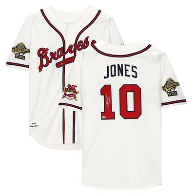 Chipper Jones Atlanta Braves Autographed White Mitchell & Ness Authentic  Jersey with HOF 18 Inscription - Yahoo Shopping