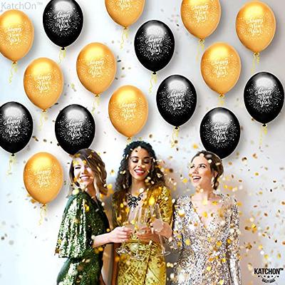 KatchOn, Huge Black and Gold 2024 Balloon Numbers - Pack of 45 | 40 inch 2024 Balloons with Pom Poms and Swirls, Graduations Party Supplies 2024 