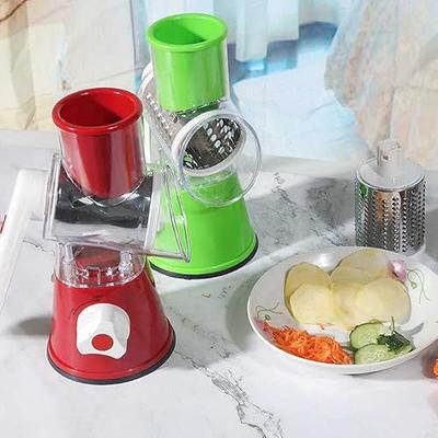 Rotary Cheese Grater, Kitchen Mandoline Vegetable Slicer with 3 Interchangeable Blades, Easy to Clean Vegetable Chopper Slicer for Cheese, Vegetable