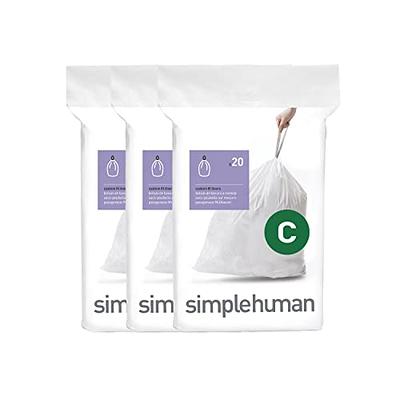 Plasticplace Trash Bags simplehuman (X) Code R Compatible (200 Count) White Drawstring Garbage Liners 2.6 Gallon / 10 Liter 16.5 x 18