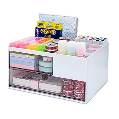 HengLiSam 12'' Three-Layer Clear Plastic Storage Case for Art  Craft and Cosmetic, Multipurpose Organizer and Portable Handled Storage Box  for Home, School, Office (Pink) : Arts, Crafts & Sewing