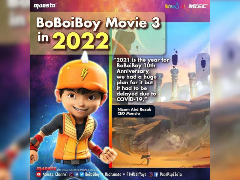 "BoBoiBoy Movie 3" set to be released in 2022