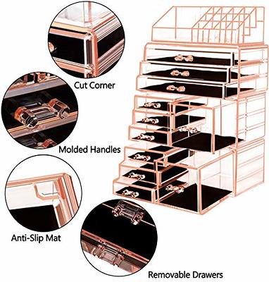 HBlife Clear Acrylic Makeup Organizer, 2 Pieces Vanity Makeup Case with 4 Storage  Drawers, 2 Tier Bedroom Cosmetic Display Case, Skincare Bathroom Counter  Organizer 