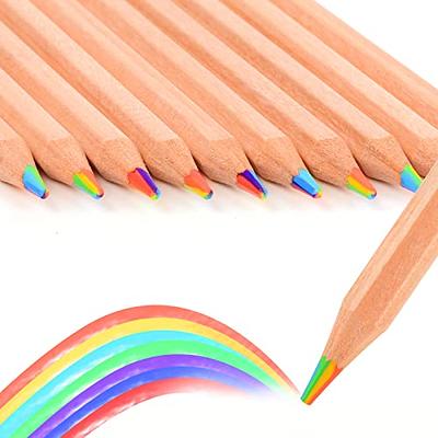 ThEast 60 Pieces Rainbow Colored Pencils, 4 Color in 1 Pencils for Kids,  Assorted Colors for Drawing Coloring Sketching Pencils For Drawing  Stationery, Bulk, Pre-sharpened,Simple Box Packaging 