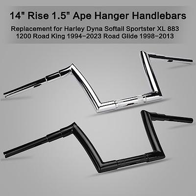 LKV 14 Rise 1.5 Fat Ape Hanger Handlebar 1.25 Clamp Balck DNA Monster Meathook  Handle Bar Compatible with Harley Road Glide FLTRX Special FLTRXS Ultra  FLTRU Limited FLTRK CVO Ultra FLTRUSE 