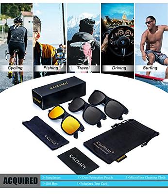 KALIYADI Sunglasses Men Polarized Sun glasses for Mens Womens Classic Matte  Black Frame UV Protection 3pack(Grey/Grey/Orange) - Yahoo Shopping