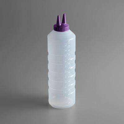 24 oz Clear Plastic Squeeze Bottle with White FLOWCUT Top