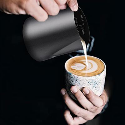 Milk Frothing Pitchers 20 oz, Stainless Steel Espresso Steaming Pitcher with Decorating Pen Coffee Milk Frother Cup with Scale Cappuccino Latte Art