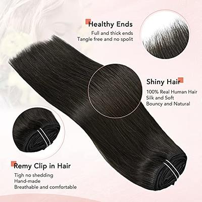 Gray Hair Clips in Hair Weft Human Hair Extensions Clips on Silk