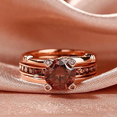 Women's 2PCS Vintage 18K Rose Gold Plated Cushion Cut CZ Bridal Engagement  Wedding Rings Set Best Anniversary Eternity Love Promise Rings for Her