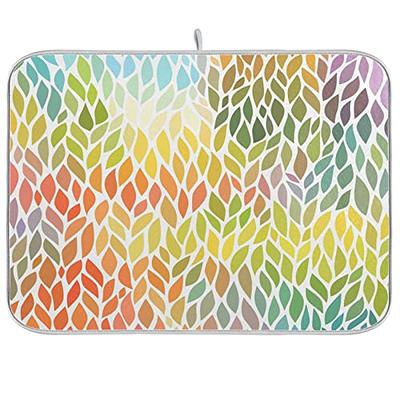 UIUPRO Grey Yellow Dish Drying Mats 18x24 Inch,Abstract Art Dish