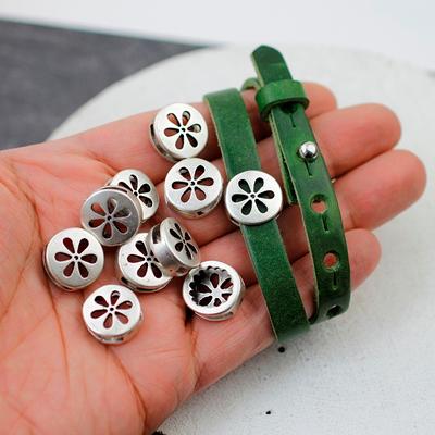 10 Flower Slider Beads, Silver Jewelry Making, Diy Jewelry, Leather Bracelet  Making Supplies, Wholesale Jewellery Zm103 As - Yahoo Shopping