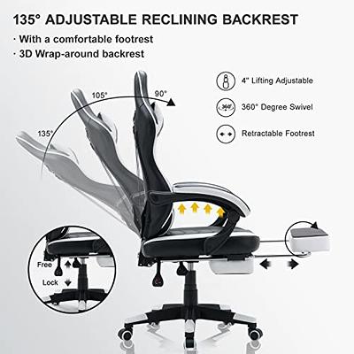 Adjustable High Back Gaming Chair Racing Office Recliner w/ Footrest,  Pillow