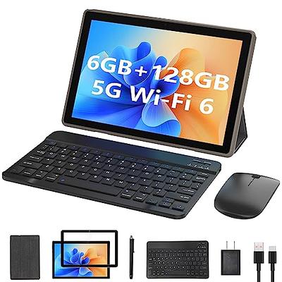  FACETEL 10 inch Tablet Android Tablet with Keyboard 2 in 1  Tablet 4GB RAM 64GB ROM TF 128 GB, 8000mAh, FHD, Dual Camera, WiFi  Bluetooth Tablet with Mouse, Grey : Electronics