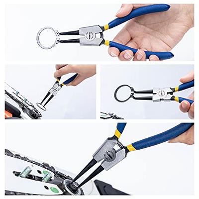 Snap Ring Pliers, Hosrnovo 4 in 1 C Clips Removal Retaining Set for Automotive and Engine Repair, Interchangeable Jaw Head 45 90 and 180 Degree Angled