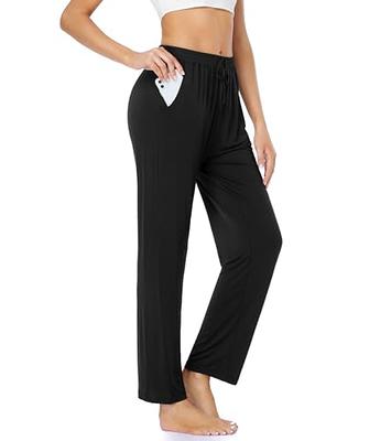 Womens Casual Lounge Pants Comfy Stretch Athletic Work Pants Loose Wide Leg  Yoga Pants Ladies Sweatpants with Pockets for Women Black-a - Yahoo Shopping