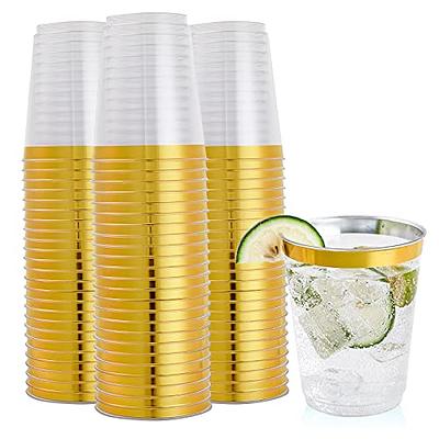I00000 200 Pack Gold Plastic Cups, 10 oz Clear Plastic Cups Gold Rimmed  Disposable Wine Glasses Fancy Disposable Party Cups Wedding Cups Drinking  Tumblers Plastic Cocktail Glasses with Gold Rim - Yahoo Shopping