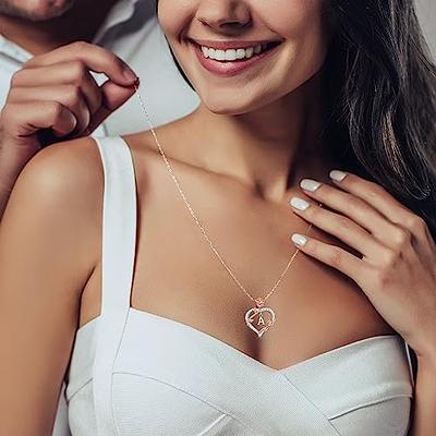 LOUISA SECRET Rose Heart Pendant Necklace for Women Girls, 925 Sterling  Silver Dainty Cute Rose Necklace, Birthday Anniversary Jewelry Gift for  Women