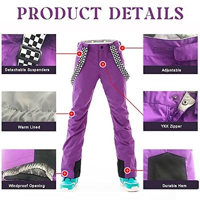 GS SNOWING Women's Insulated Snow Pants Waterproof Windproof Snowboard Ski  Bibs with Detachable Suspenders Black M - Yahoo Shopping