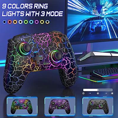 Enhanced Switch Pro Controllers Compatible for Switch/Lite/OLED/Wired PC,  Wireless Switch Controller with TURBO,Wake-up Function, 7-Axis Gyro,  Adjustable Vibration and Colorful LED (Black): Desktop: Video Games 