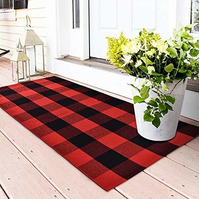 Buffalo Plaid Rug Red and Black Outdoor Rugs Cotton Hand-Woven Washable  Indoor Red Buffalo Check