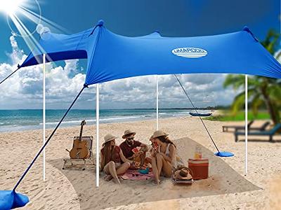 commouds Beach Tent Canopy with 4 Aluminum Poles, UPF50+ Pop Up Beach Sun Shade, Portable Beach Sun Shelter, Easy Set Up for Beach, Camping, Fishing