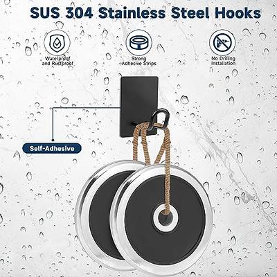 Adhesive Hooks Sticky Hooks for Hanging Heavy Duty Wall Hangers Without Nails 15lb(Max) 180 Degree Rotating Seamless Stick on Wall Hooks Bathroom