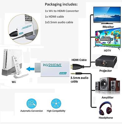  DAISEN Wii to HDMI 720P / 1080P HD Output Upscaling Converter -  Supports All Wii Display Modes, HDMI Upscale White : Video Games