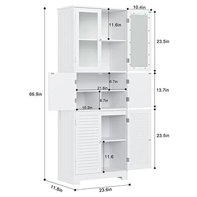VASAGLE Tall Corner Cabinet, Bathroom Storage Cabinet with 2 Doors and 4  Adjustable Shelves, for Bathroom, Kitchen, Living Room, Modern Farmhouse  Design
