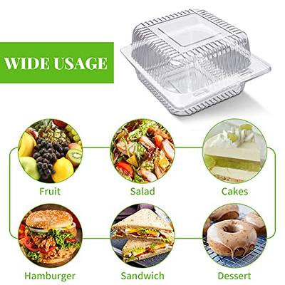 OJYUDD 50 Pcs Clear Plastic Take out Containers,Square Hinged Food  Containers,Disposable Clamshell Dessert Container with Lid for