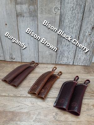 SET of 2 Brown thick leather pot pan handle cover for lodge cast iron  skillet