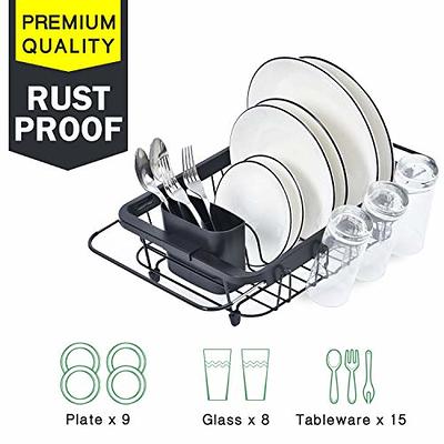 TOOLF Expandable Dish Rack, Compact Dish Drainer, Stainless Steel Dish  Drying Rack with Removable Cutlery Holder, Anti Rust Plate Rack, Small Sink