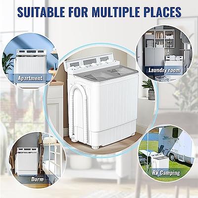 Superday Portable Washing Machine,2 In 1 Mini Compact Twin Tub Washer and  Spin Dryer with Built-in Gravity Drain Time Control, 12LBS Washer 9LBS