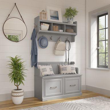 Woodland 40W Entryway Bench and Wall Mounted Shelf by Bush