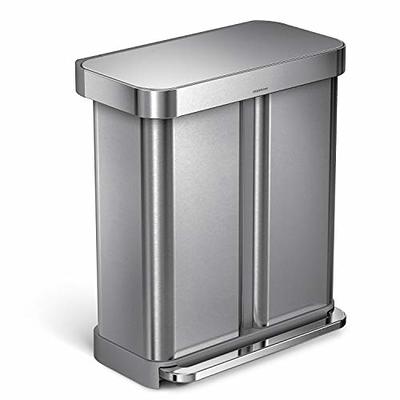 Rubbermaid 13-Gallons Gunmetal Blue Plastic Kitchen Trash Can with Lid in  the Trash Cans department at