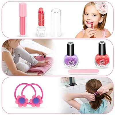 Hollyhi 41 Pcs Kids Makeup Kit for Girl, Washable Makeup Set Toy with Real Cosmetic Case for Little Girls, Pretend Play Makeup Beauty Set Birthday Toy