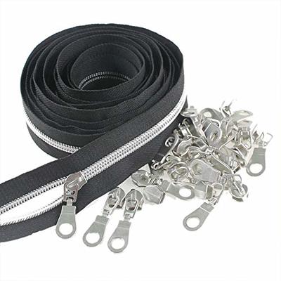 Leekayer #5 Silver Metallic Nylon Coil Zippers by The Yard Bulk 10