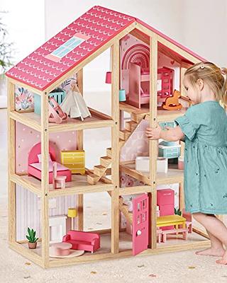  Hape Doll Family Mansion Award Winning 10 Bedroom Doll House,  Wooden Play Mansion with Accessories for Ages 3+ Years Multicolor, L: 31.6,  W: 11.4, H: 28.4 inch : Toys & Games